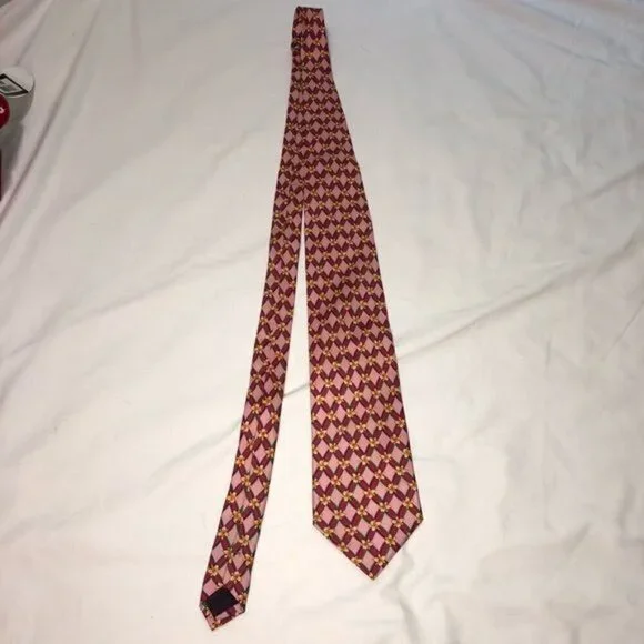 Mens Tie Vintage Pink Red Floral Silk Tie Handmade Singapore - Picture 8 of 8